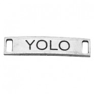 Metal charm / connector YOLO Antique silver